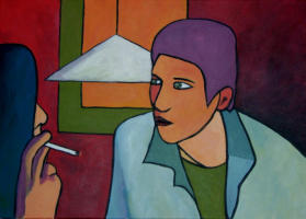 Kneipenszene 3, 2006, Acryl auf Leinwand, 70x50cm