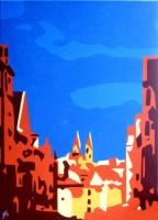 Hof 1, 2013, Acryl auf Leinwand, 50x70cm